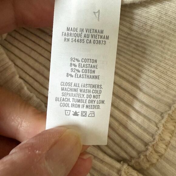 Aerie Long Sleeve Ribbed Knit Henley Top L Cream Casual Layer Bella Y2K Style - Picture 11 of 13